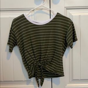 Green and white crop top.
